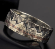 Copper Silver Mountain Ring: Rustic Wedding Band for Men-RS-1401
