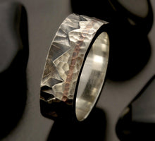 Copper Silver Mountain Ring: Rustic Wedding Band for Men-RS-1401