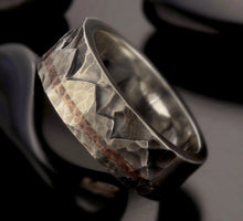 Copper Silver Mountain Ring: Rustic Wedding Band for Men-RS-1401