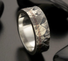 Copper Silver Mountain Ring: Rustic Wedding Band for Men-RS-1401