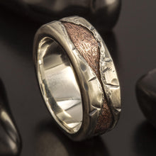 Sterling Silver Mountain Range Ring: Rustic Men's Wide Wedding Band - RS-1421