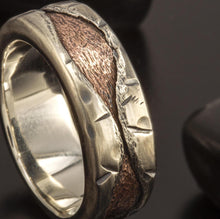 Sterling Silver Mountain Range Ring: Rustic Men's Wide Wedding Band - RS-1421