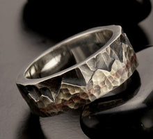 Copper Silver Mountain Ring: Rustic Wedding Band for Men-RS-1401