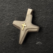 Cross Pendant, Silver and 14K solid Gold Handmade Cross Pendant, Symbol of Faith, Spiritual Christian Jewelry - P-161