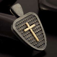 Sterling Silver 14K Gold Cross Pendant, Men's Protection Jewelry, Handmade Religious Gift - P-144