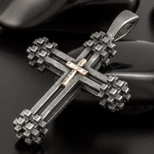 Mens Cross Pendant, Silver and 14K solid Gold, Handmade Cross Pendant, Gift for men, Cross Handmade Pendant, Cross Jewelry, P-173