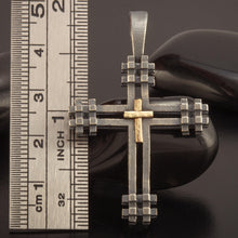 Mens Cross Pendant, Silver and 14K solid Gold, Handmade Cross Pendant, Gift for men, Cross Handmade Pendant, Cross Jewelry, P-173
