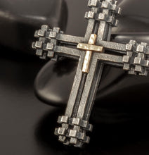 Mens Cross Pendant, Silver and 14K solid Gold, Handmade Cross Pendant, Gift for men, Cross Handmade Pendant, Cross Jewelry, P-173