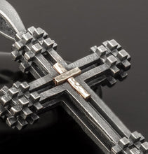 Mens Cross Pendant, Silver and 14K solid Gold, Handmade Cross Pendant, Gift for men, Cross Handmade Pendant, Cross Jewelry, P-173