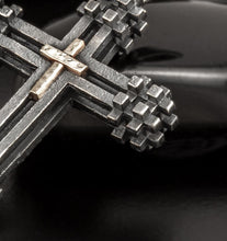 Mens Cross Pendant, Silver and 14K solid Gold, Handmade Cross Pendant, Gift for men, Cross Handmade Pendant, Cross Jewelry, P-173