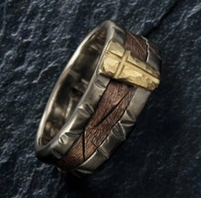 Mens Ring, 14K solid Gold & Silver Ring, Rustic mens ring,  Gift for men,  RS-1306