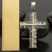 Handmade Sterling Silver Cross Pendant: 14K Gold Accent  P-167