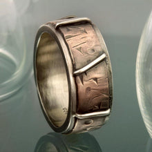 Rustic Hammered Sterling Silver Copper Men's Ring: Wide Wedding Band, 10mm - RS-1190