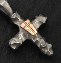 Cross Pendant, Mens Cross Sterling Silver Handmade Pendant, Silver and copper Handmade Cross Pendant, gift for men, P-158