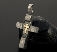 Handmade Sterling Silver & 14K Gold Cross Pendant - Christian Jewelry P-121