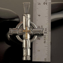 Handmade Sterling Silver & 14K Gold Cross Pendant - Men's Religious Jewelry P-141