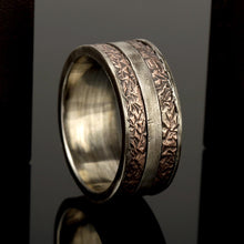 Rustic Sterling Silver Copper Ring: Worn Look Men's Band RS-1250-A