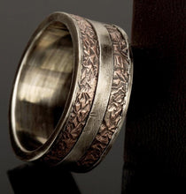 Rustic Sterling Silver Copper Ring: Worn Look Men's Band RS-1250-A