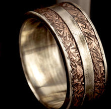 Rustic Sterling Silver Copper Ring: Worn Look Men's Band RS-1250-A