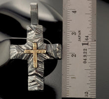 Small handcrafted Christian necklace for men or women, elegant 14k gold and silver cross gift