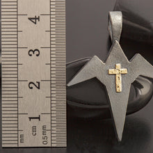 Handmade Sterling Silver 14K Gold Cross Pendant: Religious Charm Jewelry - P-171