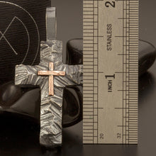 Rustic Sterling Silver & Copper Cross Pendant, Handmade Christian Jewelry, Mixed Metal Religious Necklace, Artisan Gift, P-117-C