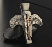 Handmade Sterling Silver Celtic Cross Pendant - Rustic Hammered Copper Cross Necklace - Artisan Mens Spiritual Jewelry -Unique Religious 136