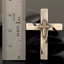Sterling Silver & 14K Gold Cross Pendant Necklace, Religious Gift for Him P-155