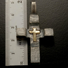 Handmade Sterling Silver & 14K Gold Cross Pendant - Christian Jewelry P-121