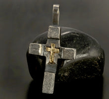 Handmade Sterling Silver & 14K Gold Cross Pendant - Christian Jewelry P-121