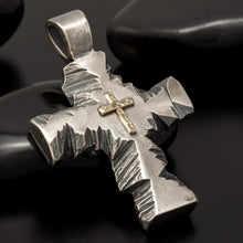 Sterling Silver Cross Pendant with 14K Gold Accent P-162