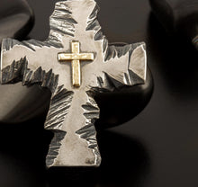 Sterling Silver Cross Pendant with 14K Gold Accent P-162