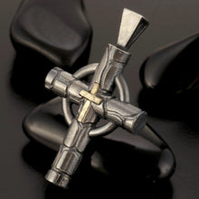 Handmade Sterling Silver & 14K Gold Cross Pendant - Men's Religious Jewelry P-141