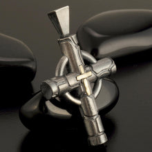 Handmade Sterling Silver & 14K Gold Cross Pendant - Men's Religious Jewelry P-141