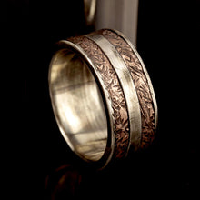 Rustic Sterling Silver Copper Ring: Worn Look Men's Band RS-1250-A