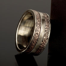 Rustic Sterling Silver Copper Ring: Worn Look Men's Band RS-1250-A