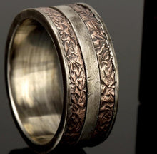 Rustic Sterling Silver Copper Ring: Worn Look Men's Band RS-1250-A