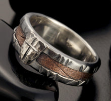 Inside view of the silver and copper ring, highly polished comfortable interior for daily wea