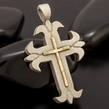 Men's Cross Pendant: Sterling Silver 14K Gold Religious Jewelry - P-168