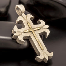 Men's Cross Pendant: Sterling Silver 14K Gold Religious Jewelry - P-168