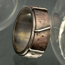 Rustic Hammered Sterling Silver Copper Men's Ring: Wide Wedding Band, 10mm - RS-1190