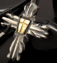 Sterling Silver Shield Cross Pendant: Choice of Solid 14K Gold or Copper Shield - Model P-156