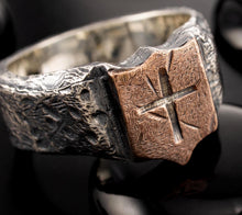 Rustic Men's Wedding Band, Silver Copper Wide Ring, RS-1162-B