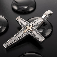 Handmade Sterling Silver & 14K Gold Cross Pendant for Men | Christian Cross Necklace | P-155