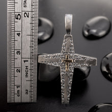 Handmade Sterling Silver & 14K Gold Cross Pendant for Men | Christian Cross Necklace | P-155