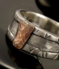 Rustic Sterling Silver Mens Ring: Copper Wedding Band RS-1295