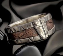 Hand-forged Cross Shield Ring for Men, Copper and Sterling Silver, Mixed Metal Christian Signet, Rustic Religious Jewelry - RS-1162-B