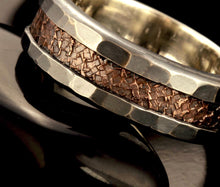 Macro shot showing the beautiful contrast between the silver and copper textures