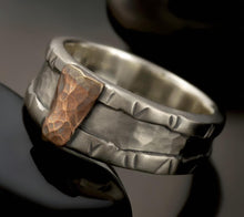 Rustic Sterling Silver Mens Ring: Copper Wedding Band RS-1295