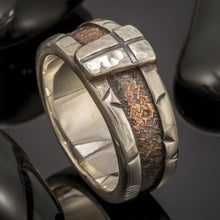 Cross Ring, Mens Wedding Ring, Sterling Silver Copper Ring, Mixed Metal Band, Christian Ring, Rustic Signet Ring, RS-1419